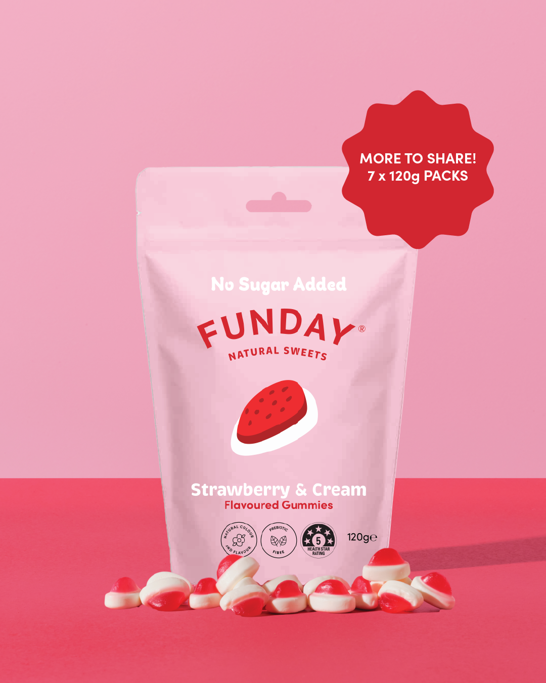 Strawberry & Cream Flavoured Gummies (7x120g)