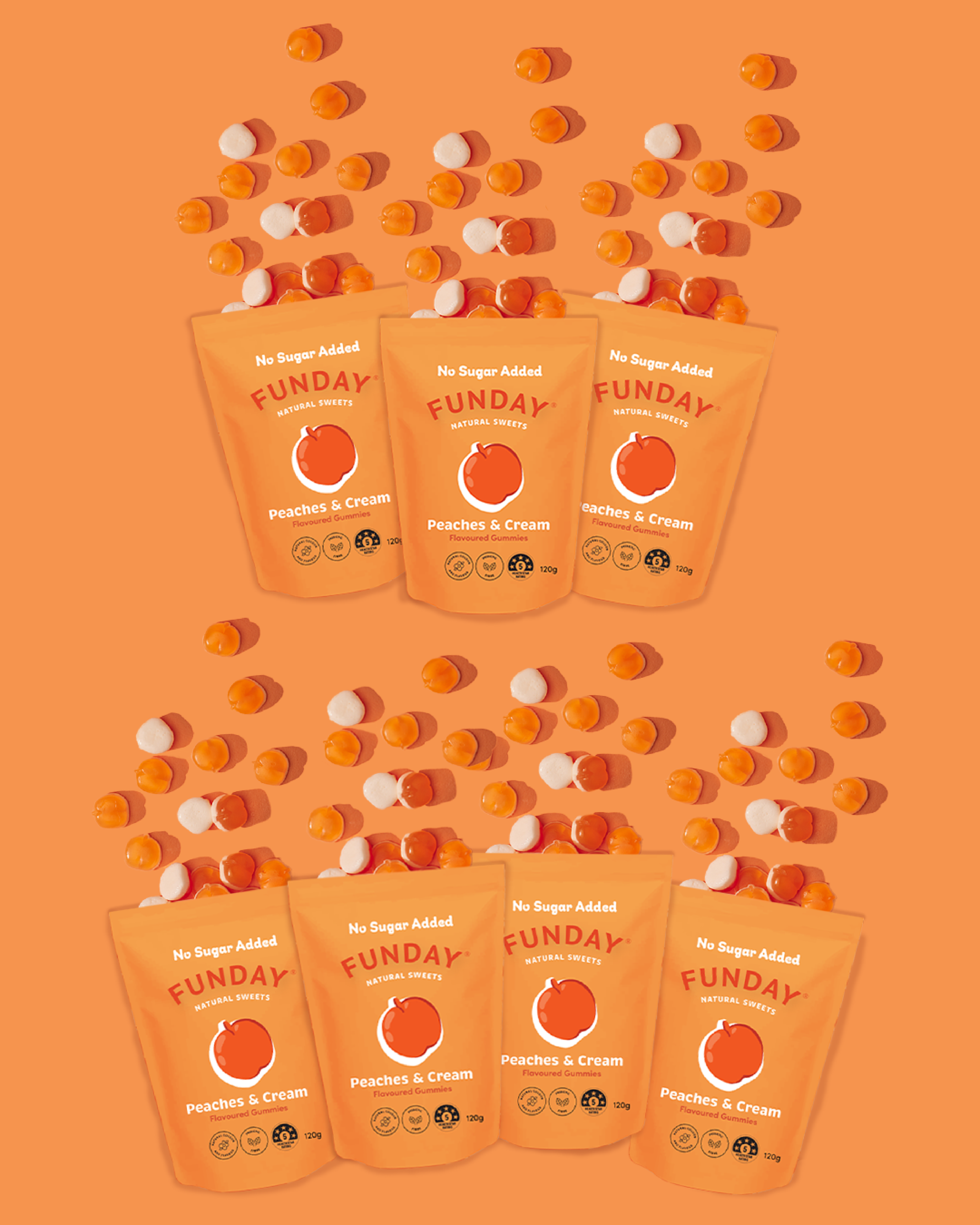 Peaches & Cream Flavoured Gummies (7x120g)