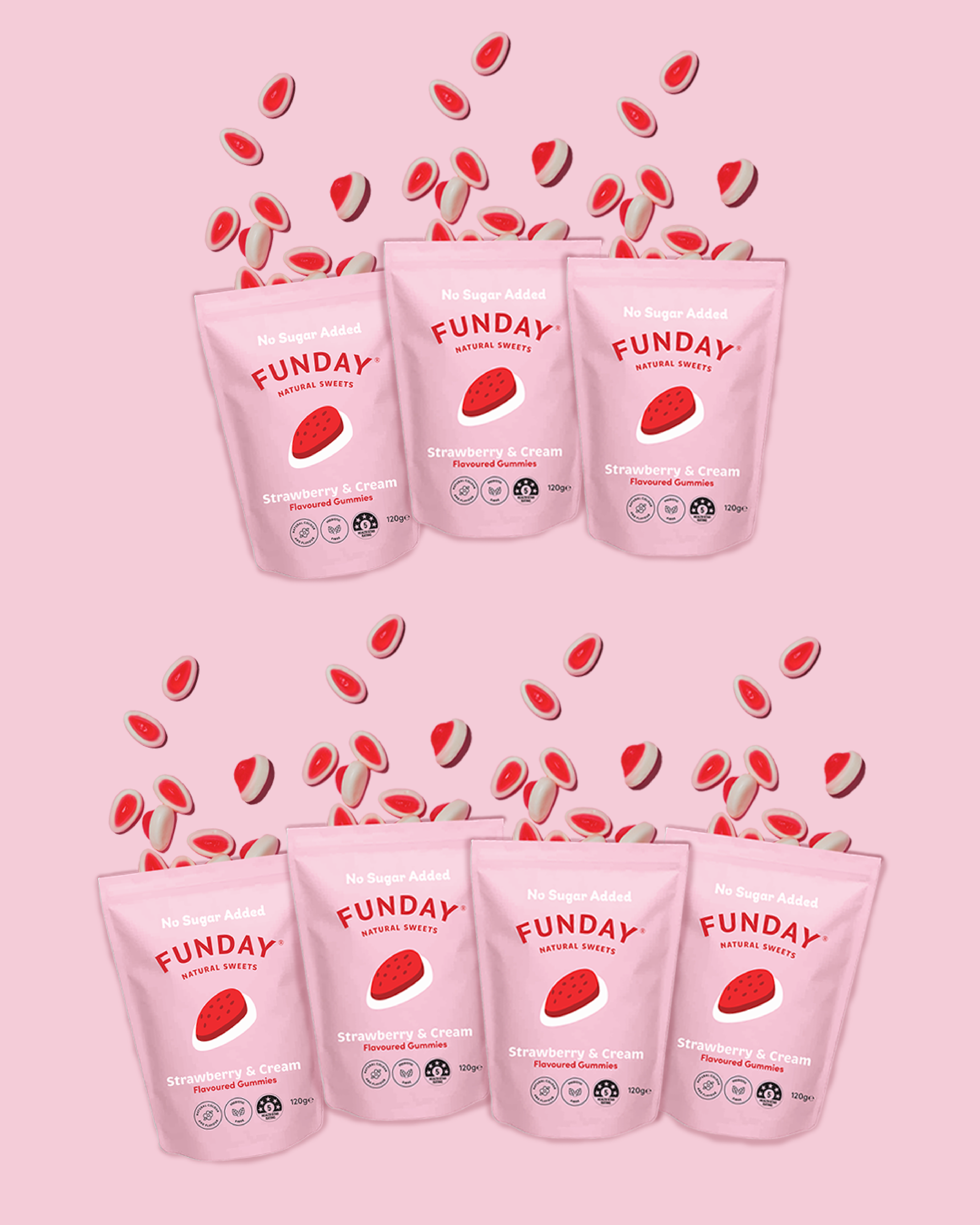 Strawberry & Cream Flavoured Gummies (7x120g)