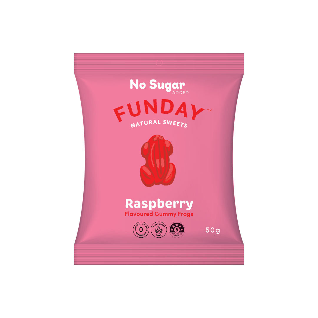 Raspberry Gummy Frogs 50g x  (12 BAGS IN EVERY BOX)