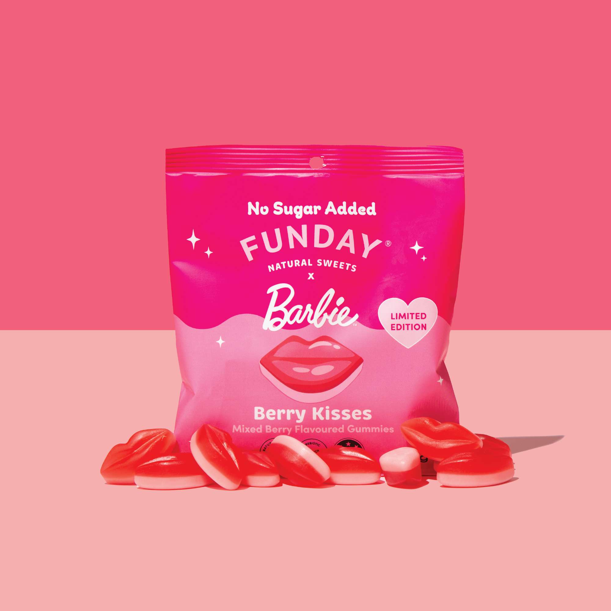 Funday x Barbie Mixed Berry Kisses Flavoured Gummies (12 x 50g)