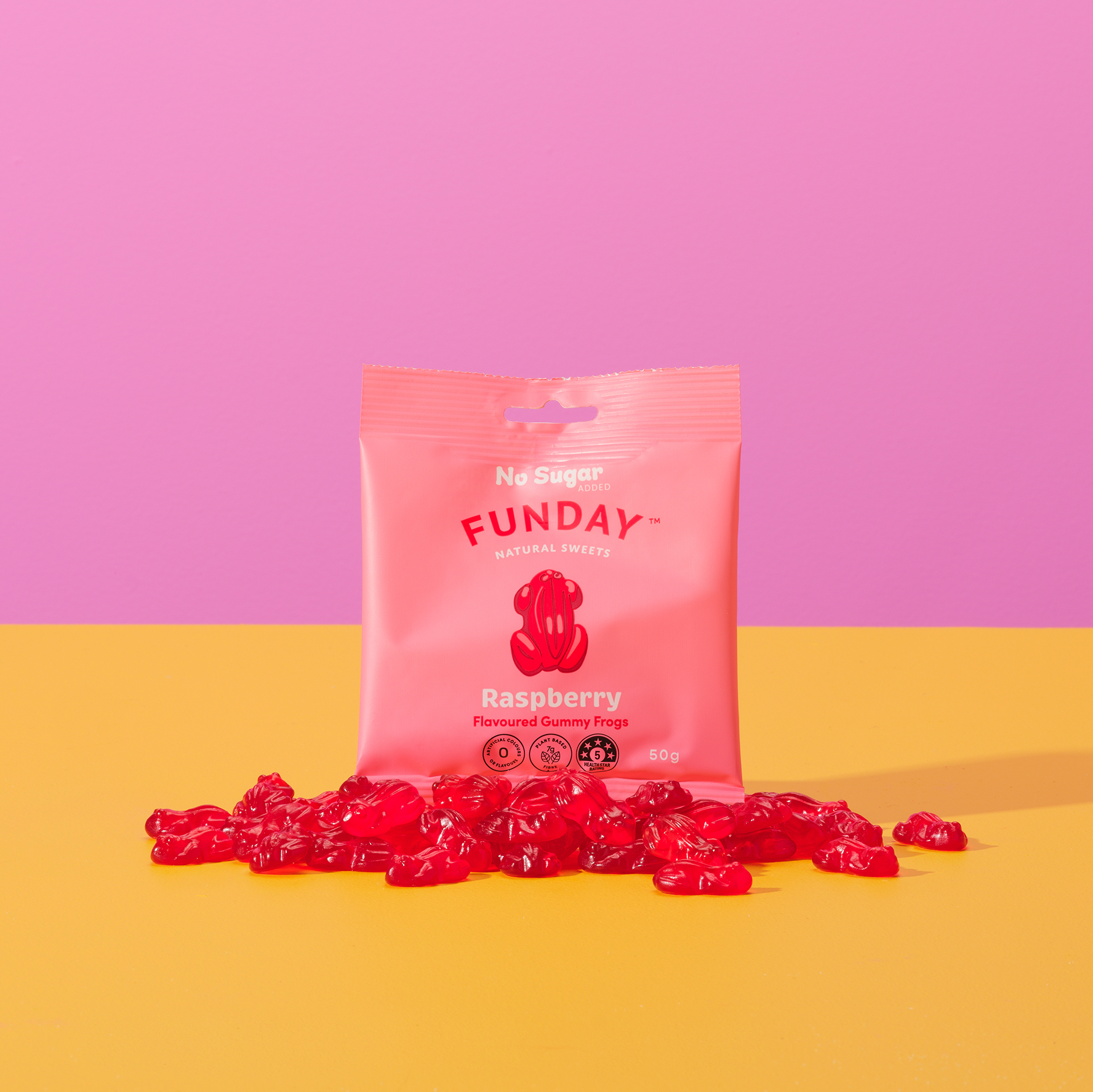 Raspberry Gummy Frogs 50g x  (12 BAGS IN EVERY BOX)