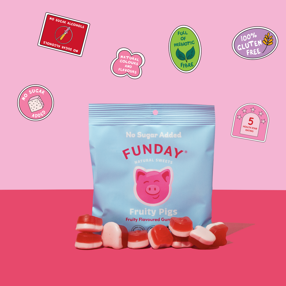 Fruity Flavoured Pigs Gummies (12x50g)
