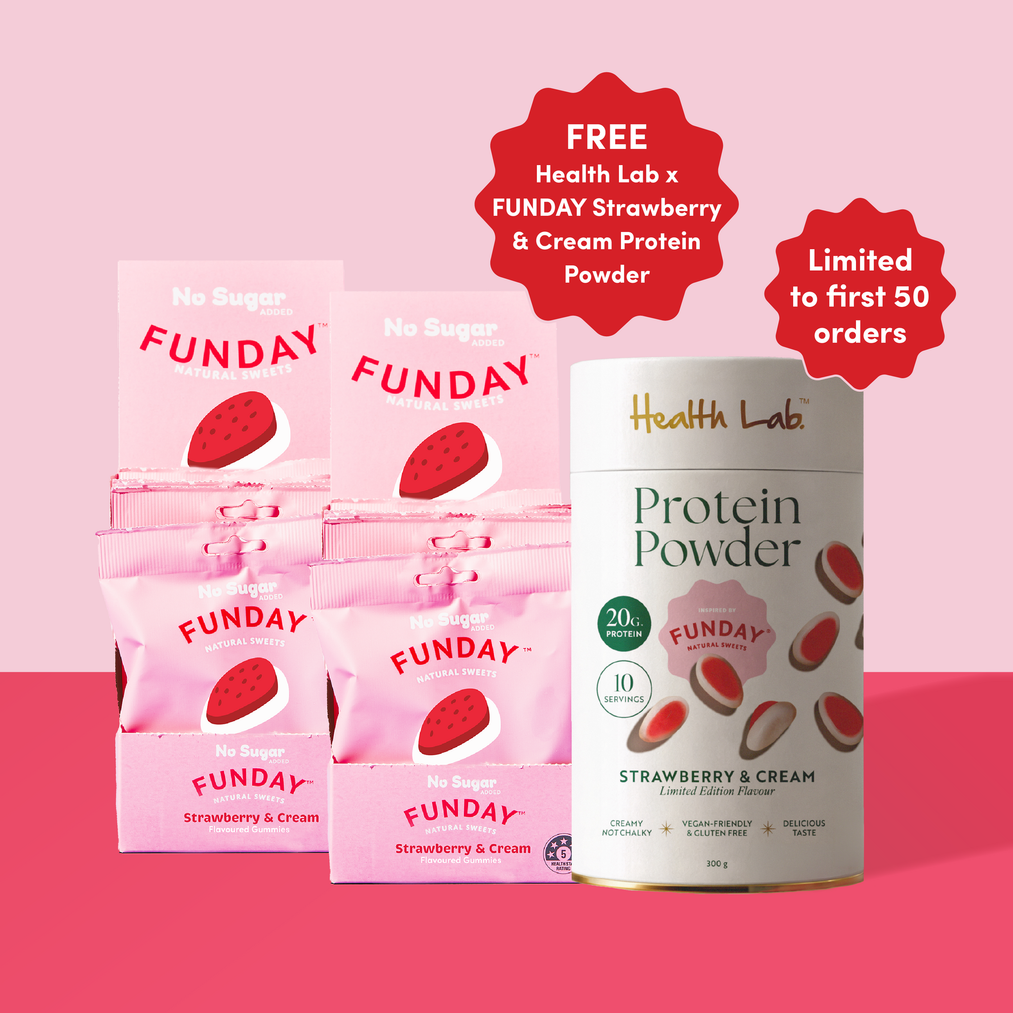 x2 Strawberry & Cream Bundle + FREE Health Lab Protein Powder