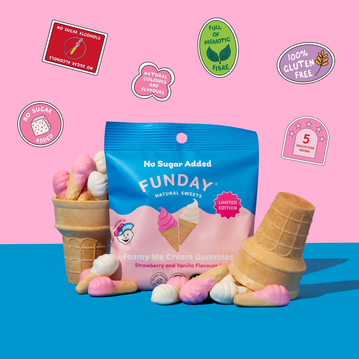 Mr Whippy Strawberry & Vanilla Ice Cream Gummies (12x50g)
