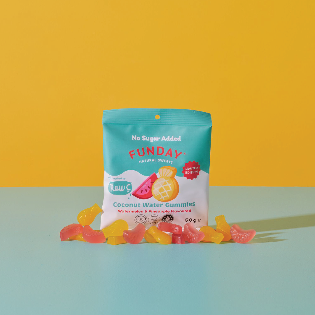 FUNDAY X Raw C Fruity Coconut Water Flavoured Gummies (12 x 50g)