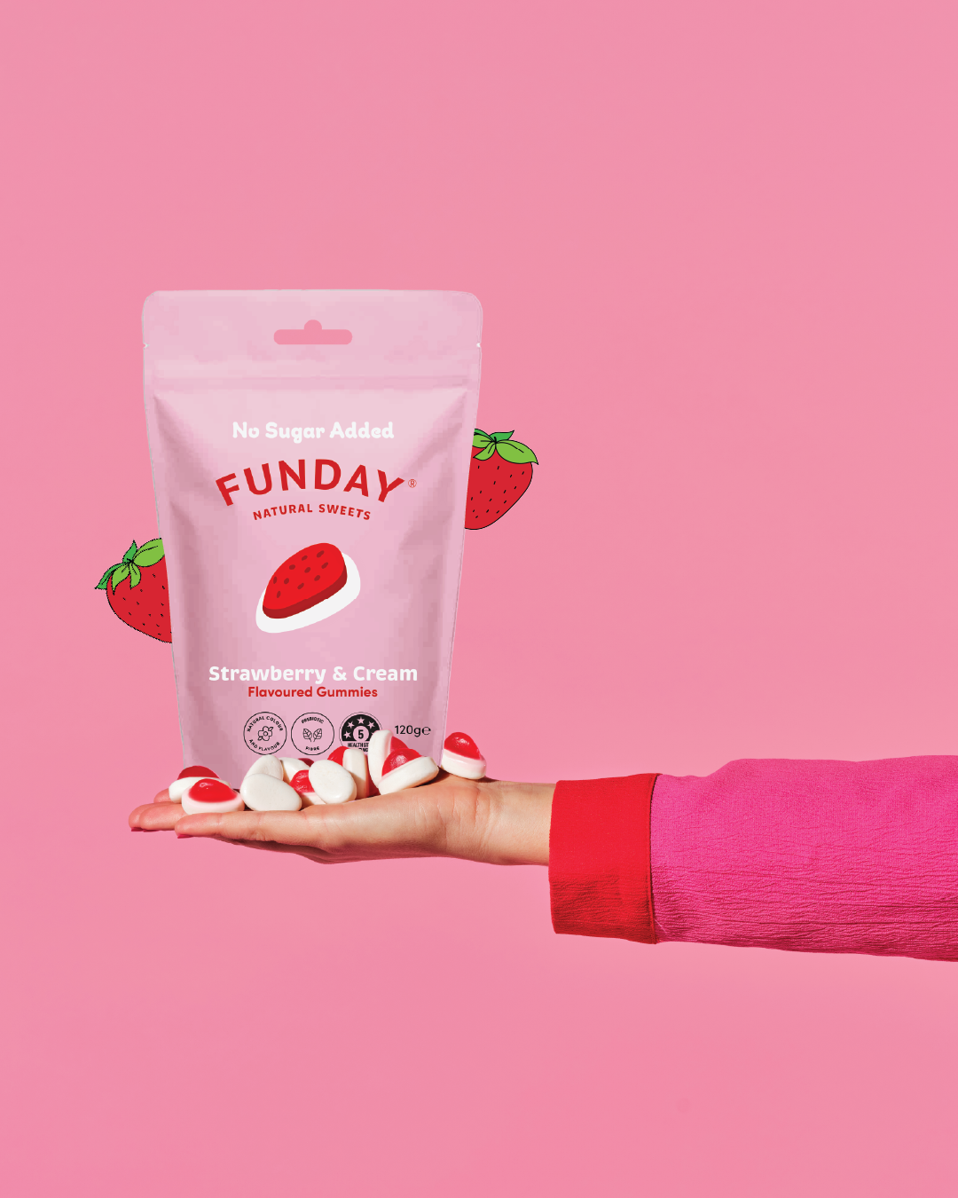 Strawberry & Cream Flavoured Gummies 120g