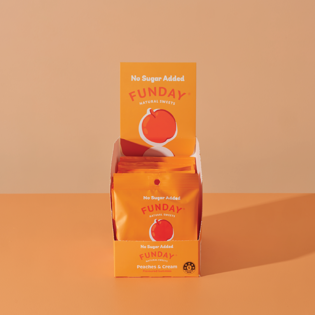 Peaches & Cream Flavoured Gummies 50g (12 BAGS IN EVERY BOX)