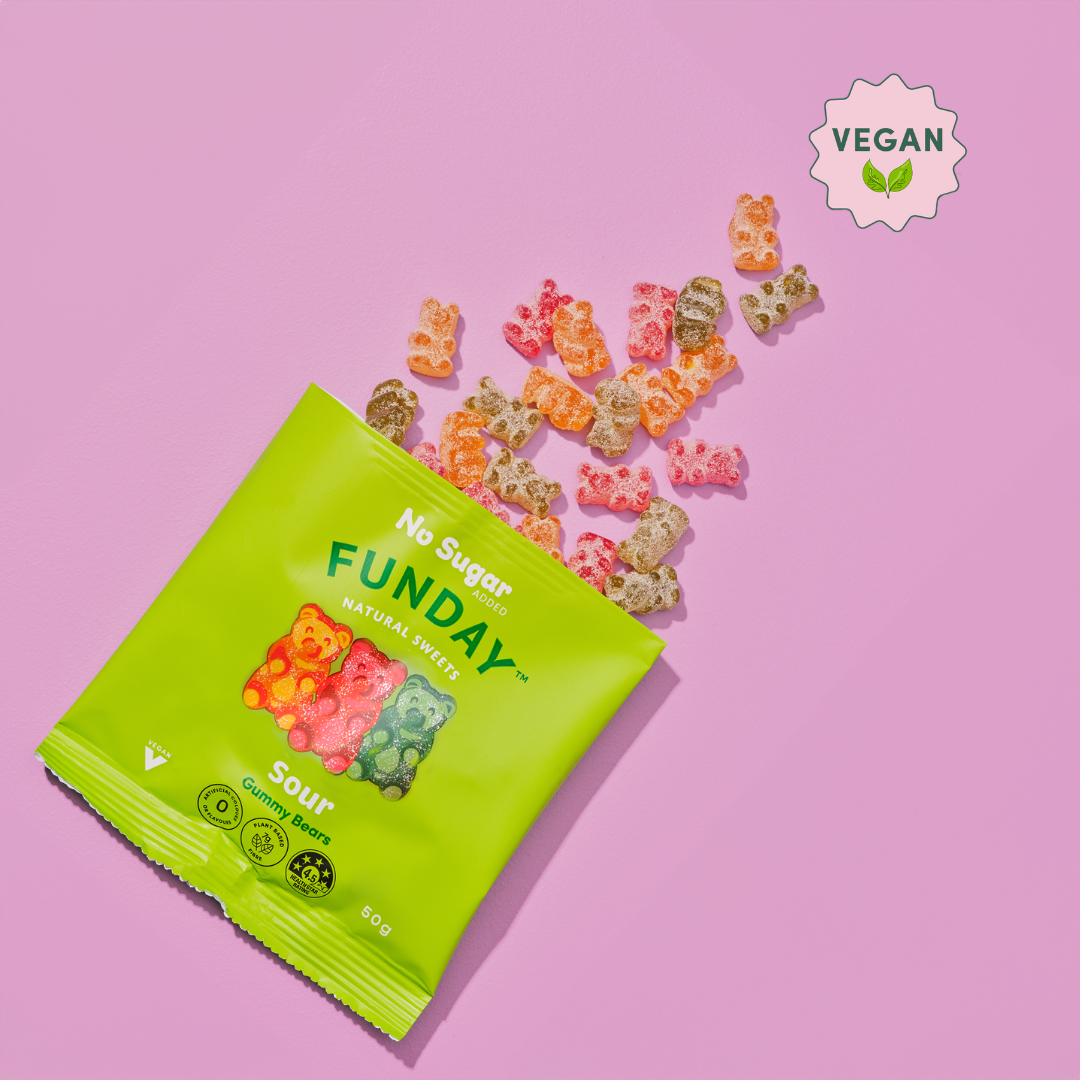 Sour Vegan Gummy Bears 50g (12 BAGS IN EVERY BOX)